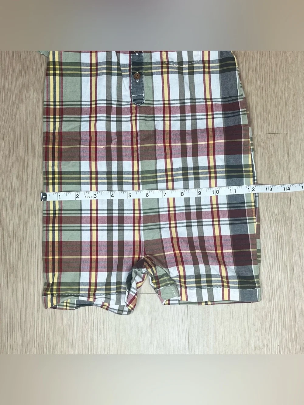 Gymboree Baby Plaid Button-Up Romper in Red, Yellow, Green
